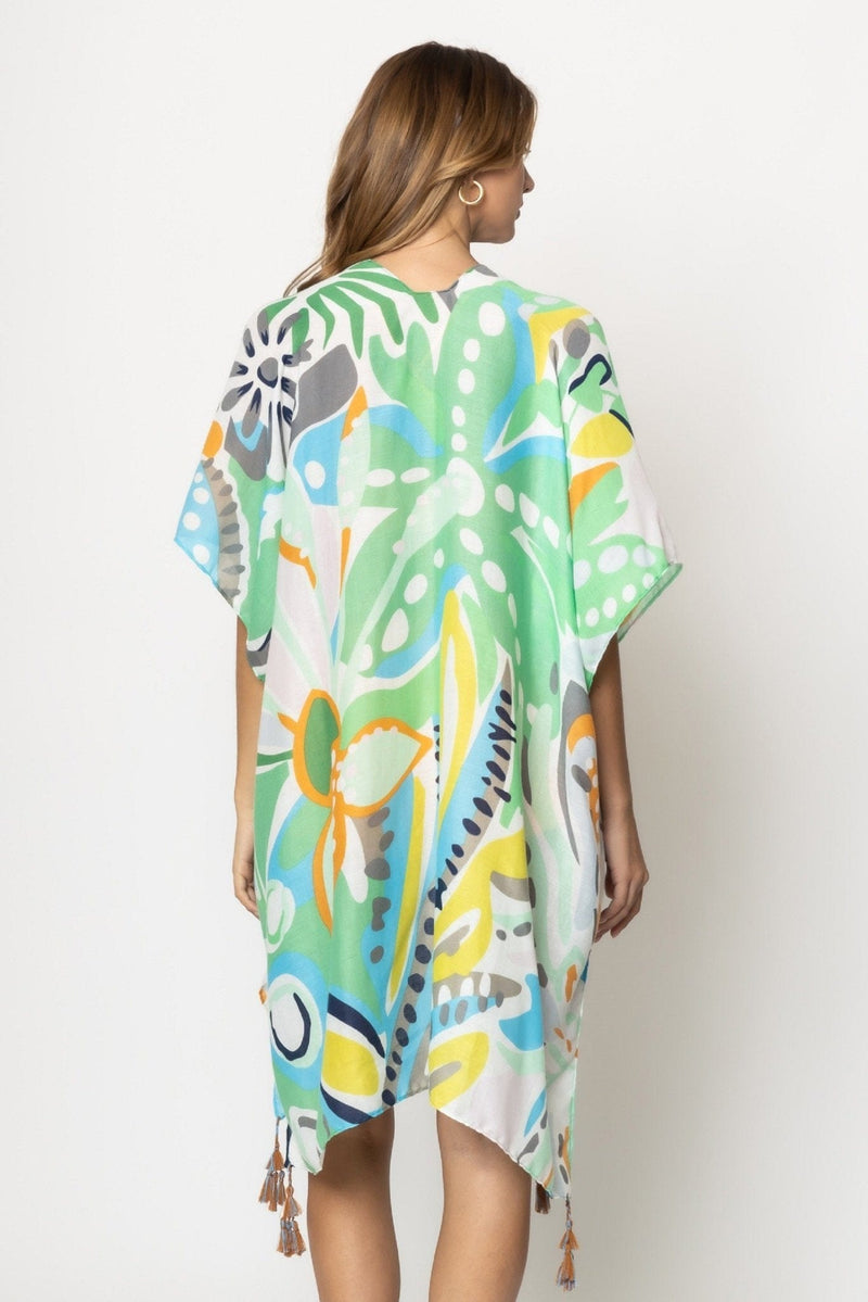 BLK310051 Dana Tropical Floral Print Kimono - MiMi Wholesale