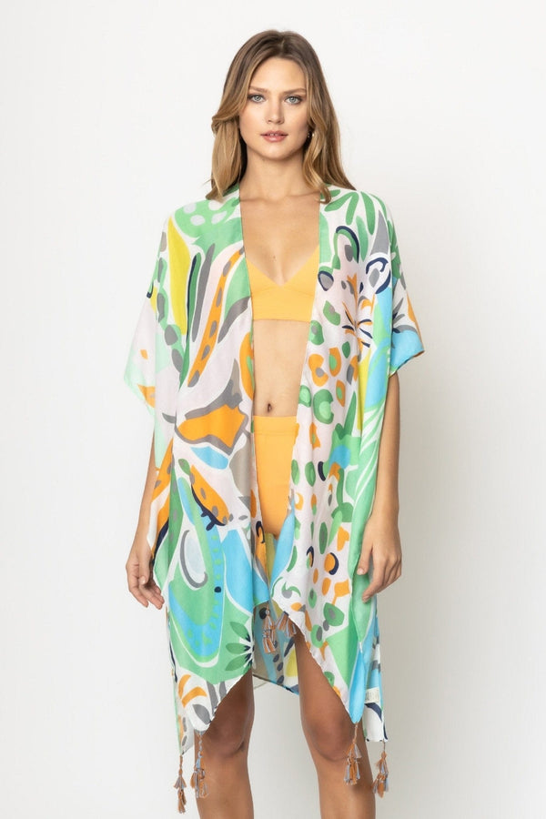 BLK310051 Dana Tropical Floral Print Kimono - MiMi Wholesale