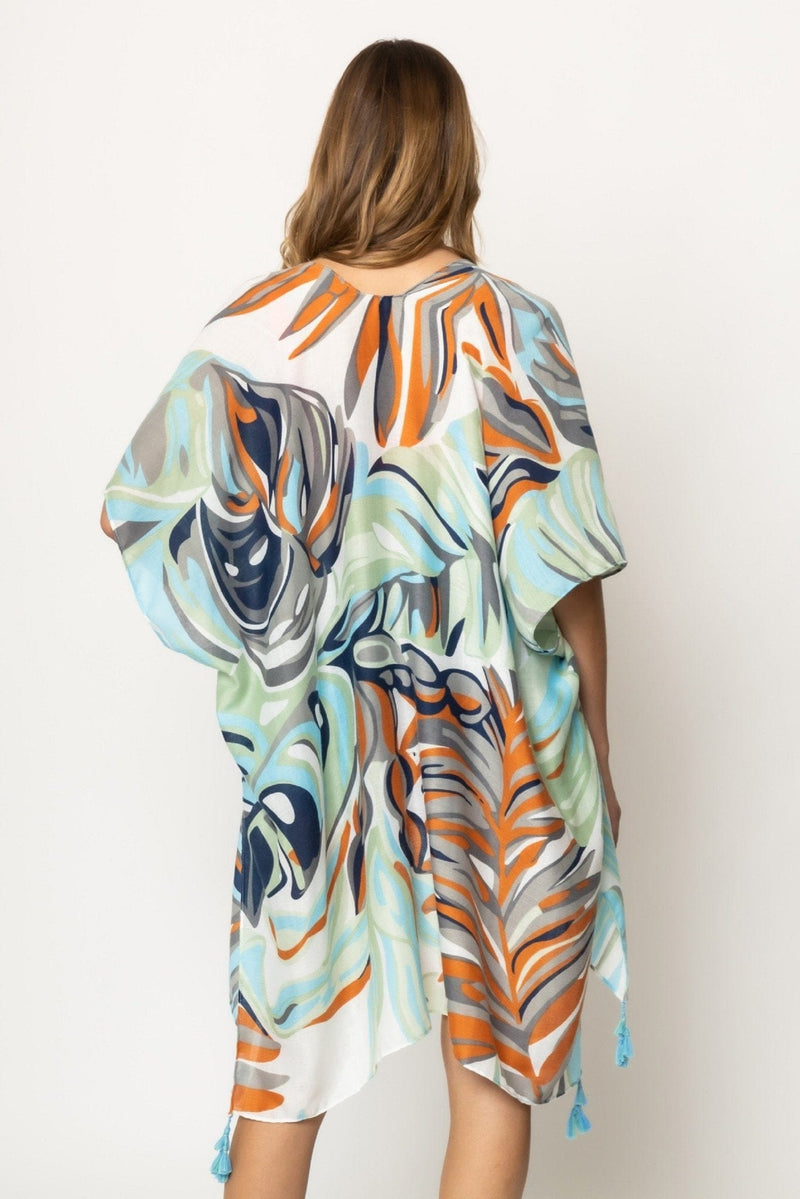 BLK310053 Tracy Tropical Print Kimono - MiMi Wholesale