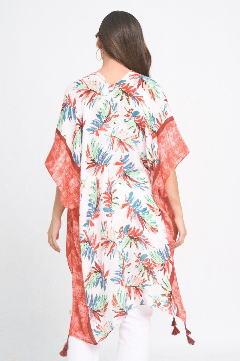 BLK310151 Laura Palm Leaf Print Kimono - MiMi Wholesale