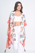 BLK310151 Laura Palm Leaf Print Kimono - MiMi Wholesale