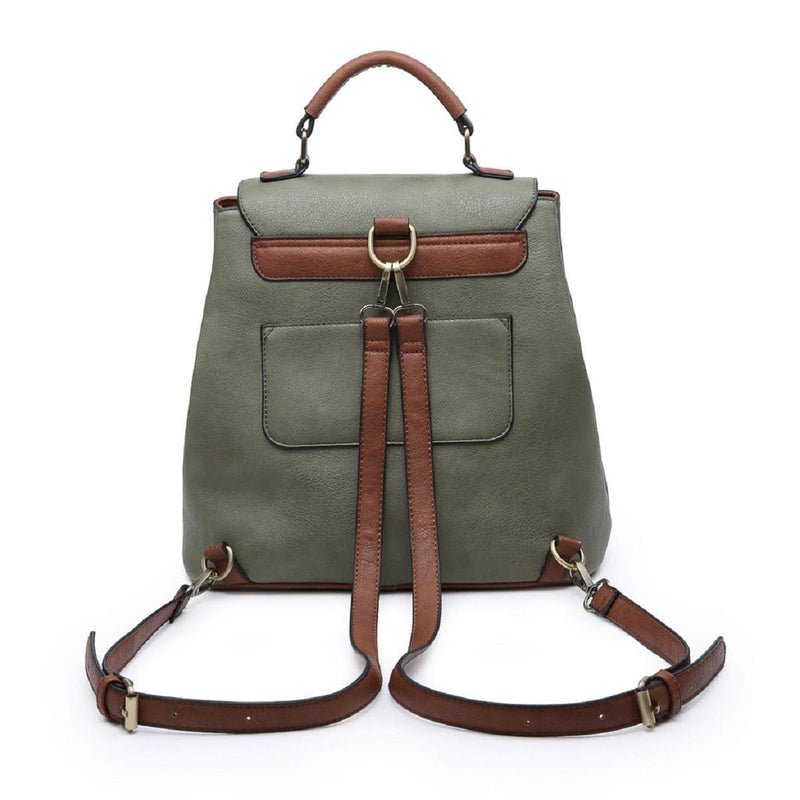 BP1891 Vegan Leather Convertible Flapover Backpack - MiMi Wholesale
