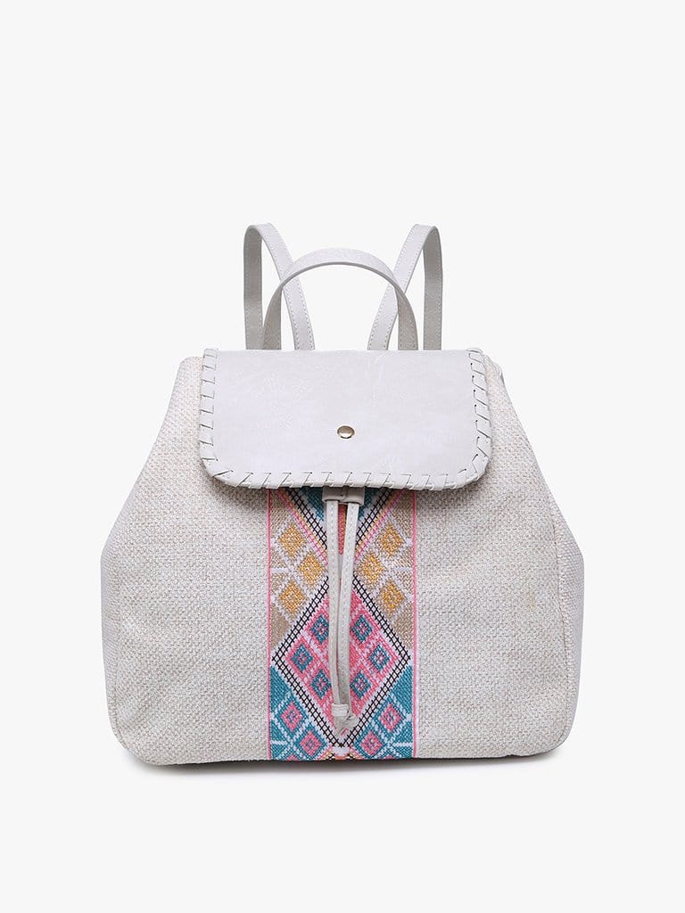 BP1919TRB Saffron Tribal Fabric Backpack w/ Whipstitch - MiMi Wholesale