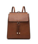 BP1967 Structured Flapover Backpack w/ Tassel - MiMi Wholesale