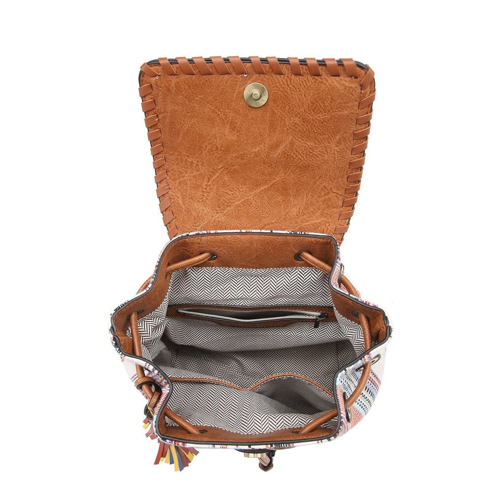 BP1987CHE Flap-Over Drawstring Backpack w/ Tassel - MiMi Wholesale