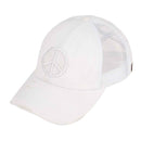 BT1017 Distressed Embroidered Peace Sign Cross Cross High Pony Baseball Cap - MiMi Wholesale