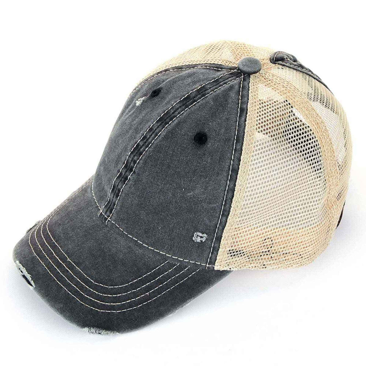 BT12 Washed Mesh Back High Pony Baseball Cap - MiMi Wholesale