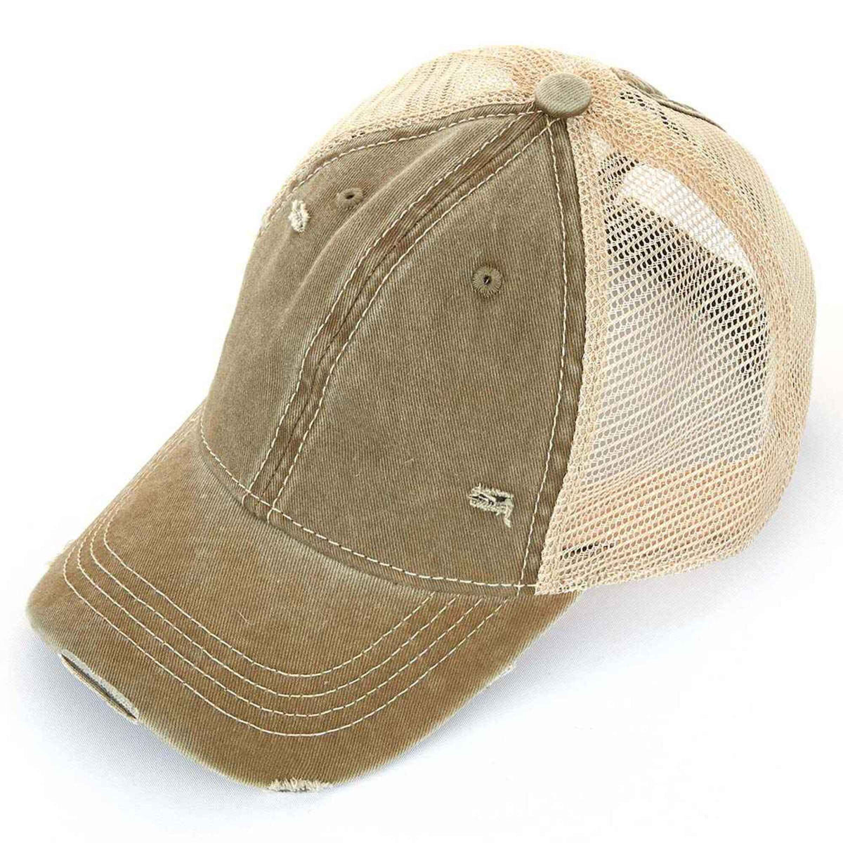 BT12 Washed Mesh Back High Pony Baseball Cap - MiMi Wholesale