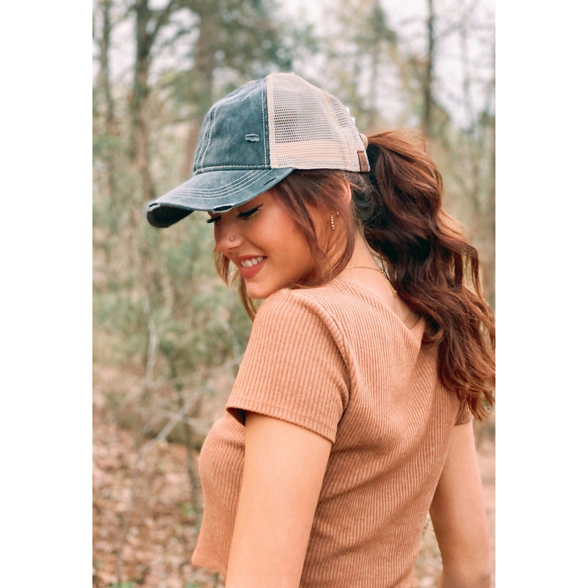 BT12 Washed Mesh Back High Pony Baseball Cap - MiMi Wholesale