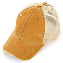 BT12 Washed Mesh Back High Pony Baseball Cap - MiMi Wholesale