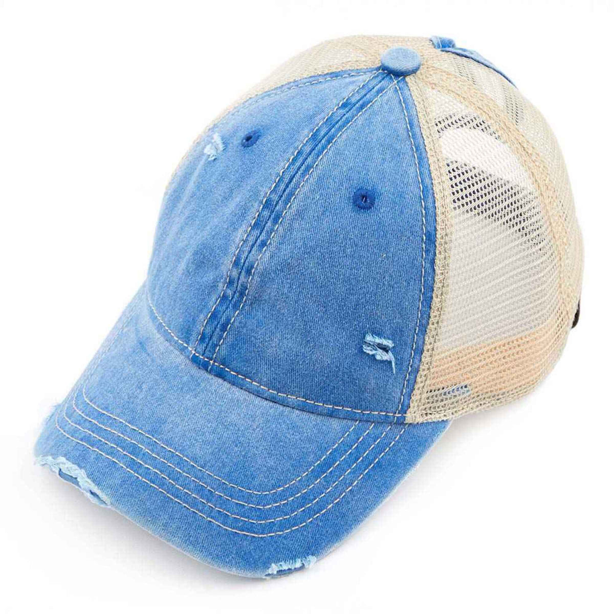 BT12 Washed Mesh Back High Pony Baseball Cap - MiMi Wholesale