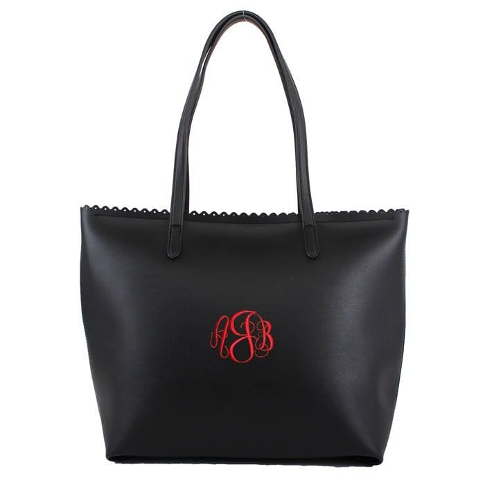 BTT19165 Carryall Monogrammable Scalloped Market Tote/Fashion Handbag - MiMi Wholesale