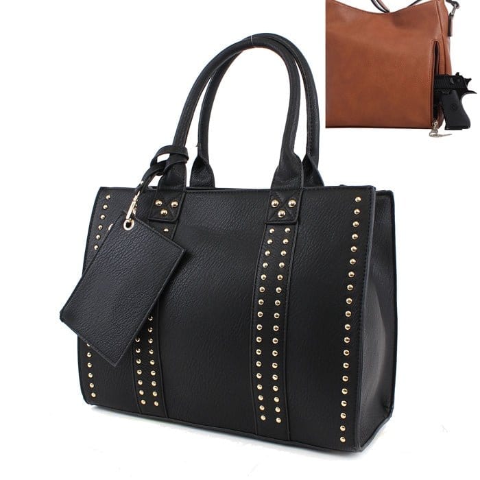 C4032L Monogrammable Studded Concealed & Carry Tote/Crossbody - MiMi Wholesale
