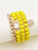 CB2143 Multi Crystal Coin Charm Bracelet Set - MiMi Wholesale