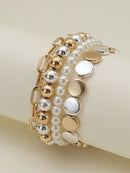 CB2166 Multi Pearl Chain Bracelet Set - MiMi Wholesale