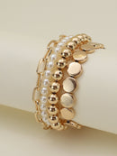 CB2166 Multi Pearl Chain Bracelet Set - MiMi Wholesale