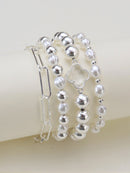 CB2170 Shiny Multi Clover Beaded and Chain Bracelet Set - MiMi Wholesale