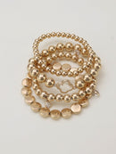 CB2171 Metallic Clover Beaded Bracelet Set - MiMi Wholesale