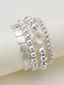 CB2171 Metallic Clover Beaded Bracelet Set - MiMi Wholesale