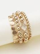 CB2171 Metallic Clover Beaded Bracelet Set - MiMi Wholesale