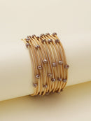 CB2176 Rhinestone Beads and Coil Stretch Bracelet Set - MiMi Wholesale