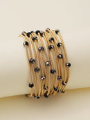 CB2176 Rhinestone Beads and Coil Stretch Bracelet Set - MiMi Wholesale