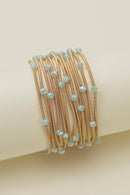 CB2176 Rhinestone Beads and Coil Stretch Bracelet Set - MiMi Wholesale