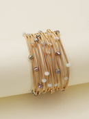 CB2176 Rhinestone Beads and Coil Stretch Bracelet Set - MiMi Wholesale