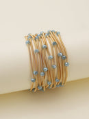 CB2176 Rhinestone Beads and Coil Stretch Bracelet Set - MiMi Wholesale