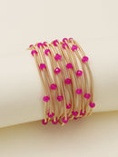 CB2176 Rhinestone Beads and Coil Stretch Bracelet Set - MiMi Wholesale