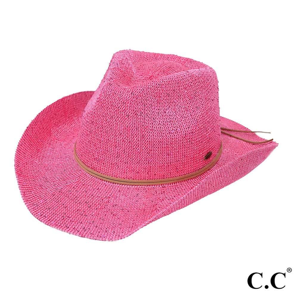 CBC03 C.C Brand Sequin Detail Cowboy Hat With Suede Trim - MiMi Wholesale