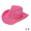 CBC03 C.C Brand Sequin Detail Cowboy Hat With Suede Trim - MiMi Wholesale