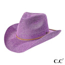 CBC03 C.C Brand Sequin Detail Cowboy Hat With Suede Trim - MiMi Wholesale