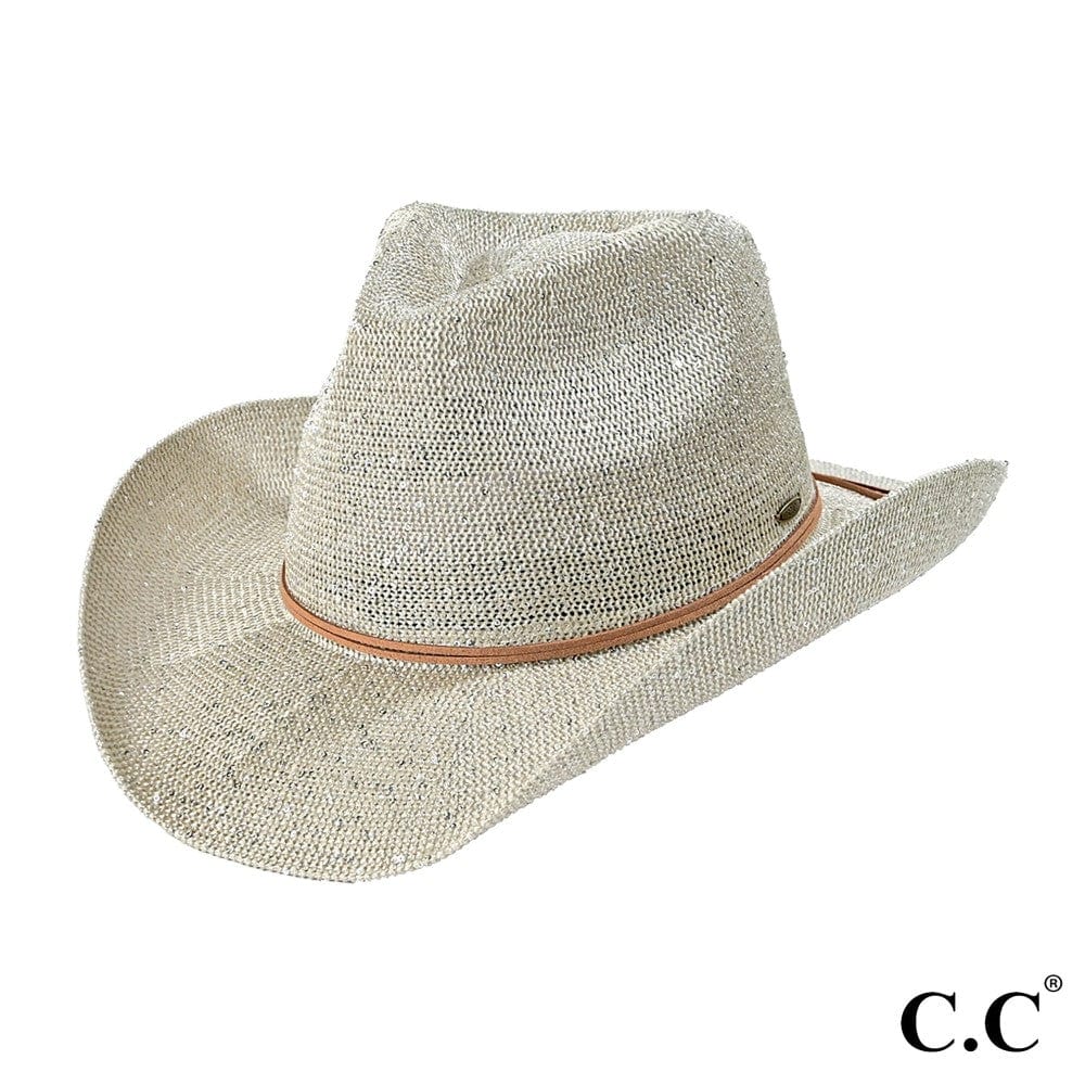 CBC03 C.C Brand Sequin Detail Cowboy Hat With Suede Trim display picture 1