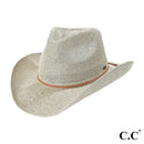 CBC03 C.C Brand Sequin Detail Cowboy Hat With Suede Trim - MiMi Wholesale
