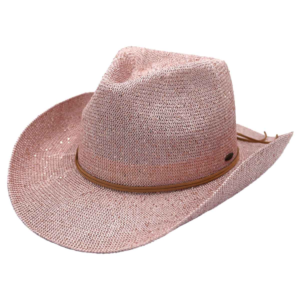 CBC03 C.C Brand Sequin Detail Cowboy Hat With Suede Trim - MiMi Wholesale