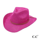 CBC03 C.C Brand Sequin Detail Cowboy Hat With Suede Trim - MiMi Wholesale