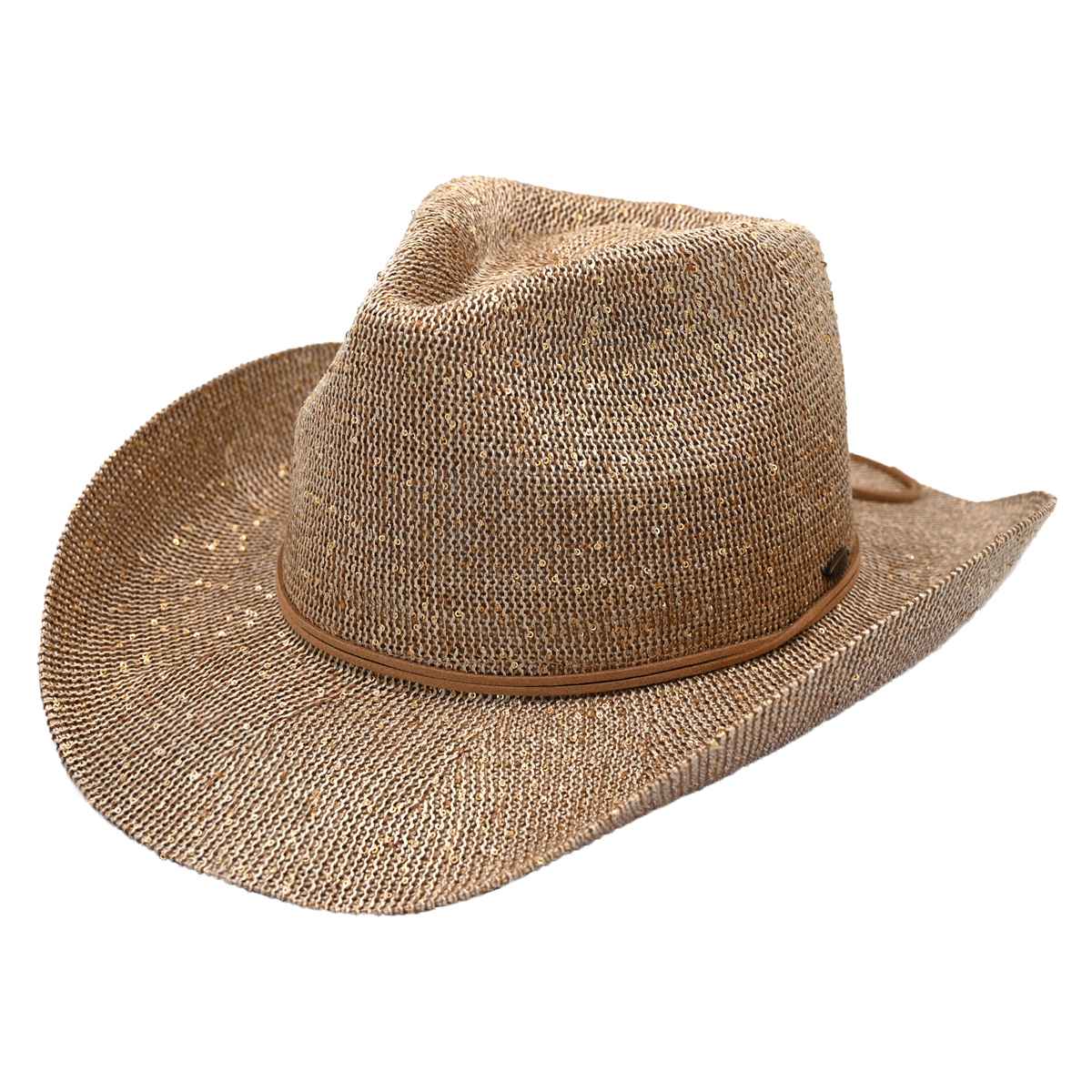 CBC03 C.C Brand Sequin Detail Cowboy Hat With Suede Trim - MiMi Wholesale