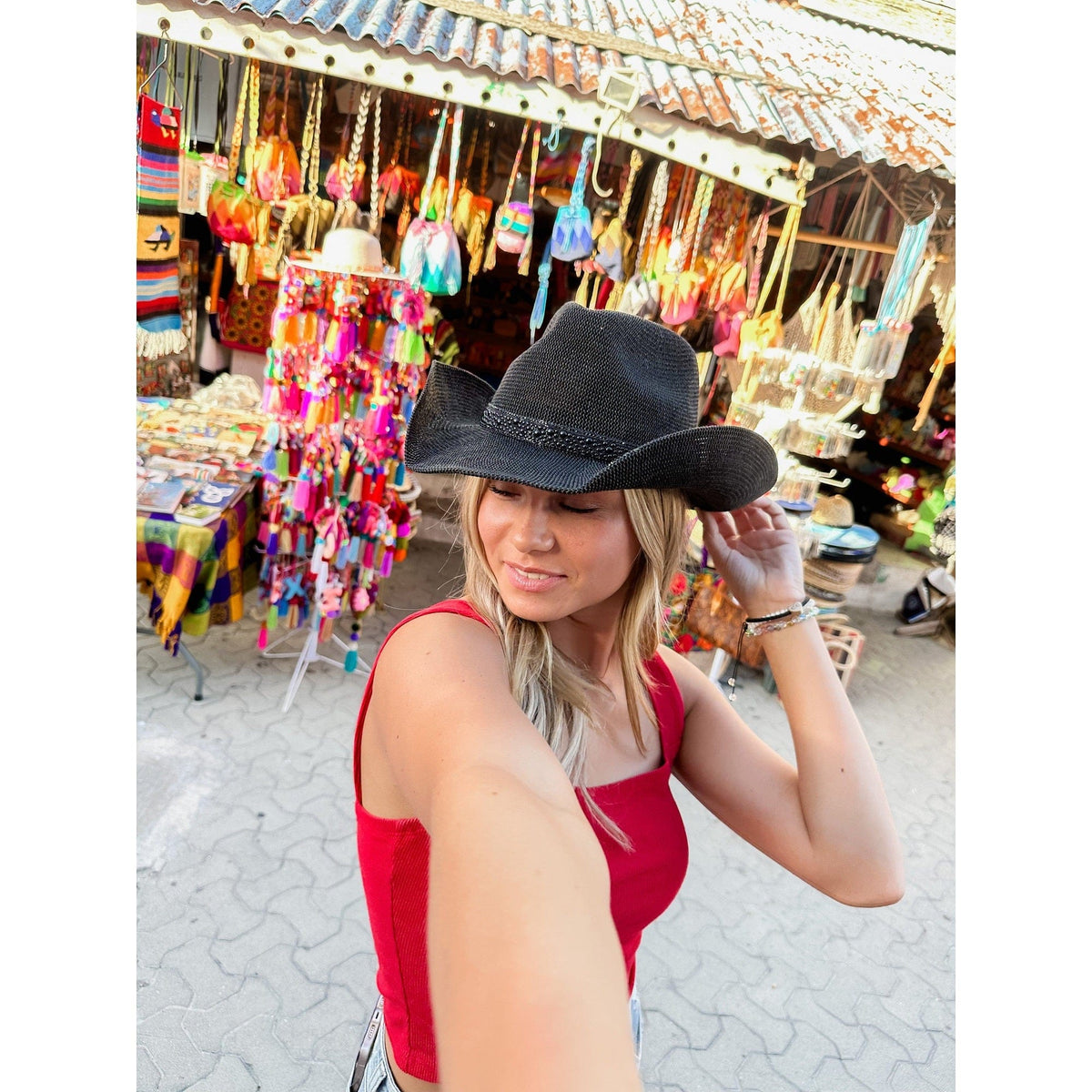 CBC09 C.C Brand Becky Cowboy Hat w/Black Pearl & Rhinestone - MiMi Wholesale