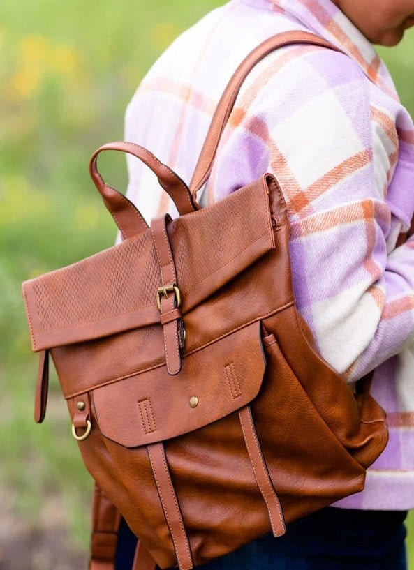 CJF080-1 Laser Cut Flap Backpack - MiMi Wholesale