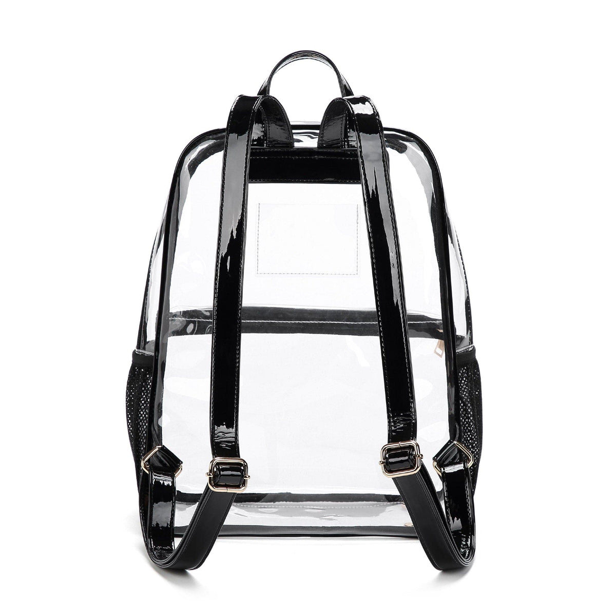 CL102N Bailey Clear Mesh Pocket Leather Strap Backpack - MiMi Wholesale