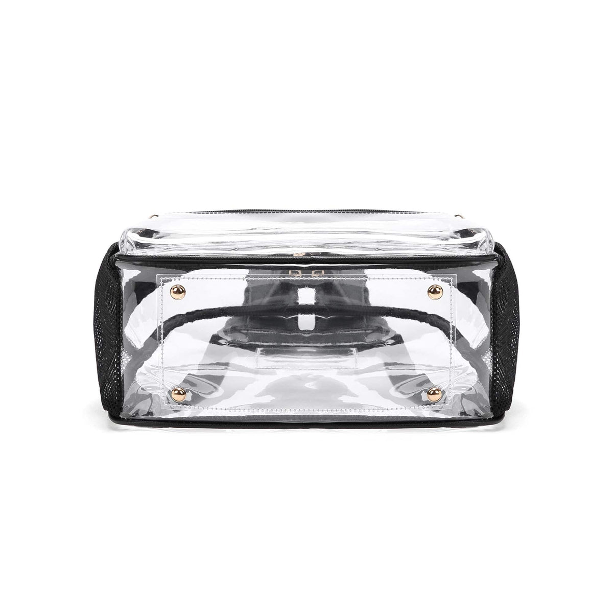 CL102N Bailey Clear Mesh Pocket Leather Strap Backpack - MiMi Wholesale