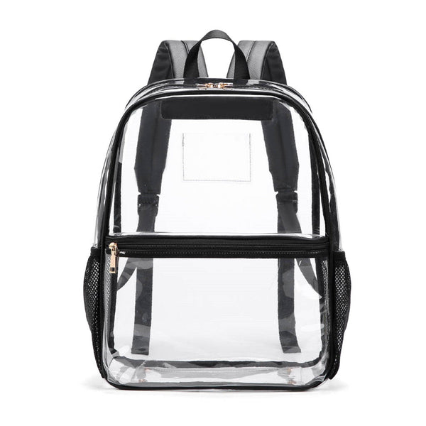 CL102W Macy Mesh Pocket Clear Backpack - MiMi Wholesale