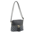 CL6201 Checker Fashion Crossbody Bag with Tassel - MiMi Wholesale