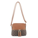 CL6201 Checker Fashion Crossbody Bag with Tassel - MiMi Wholesale