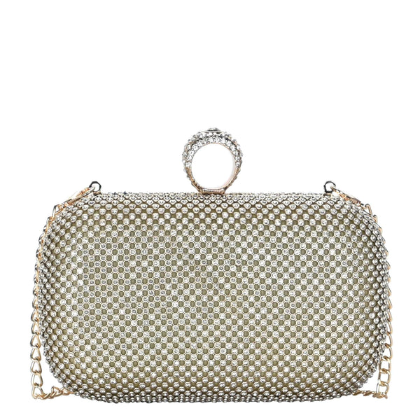 CLR13833 Ring-on Rhinestone Party Clutch - MiMi Wholesale