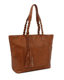 CMS019-1W 2-in-1 Braided Handle with Tassel Tote Bag - MiMi Wholesale