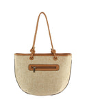 CMS031-1W Linen Canvas 2 in 1 Shopper Bag and Wallet - MiMi Wholesale