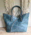 COL0012 2-in-1 Stitch Trim Detail Shoulder/Tote Set Bag - MiMi Wholesale