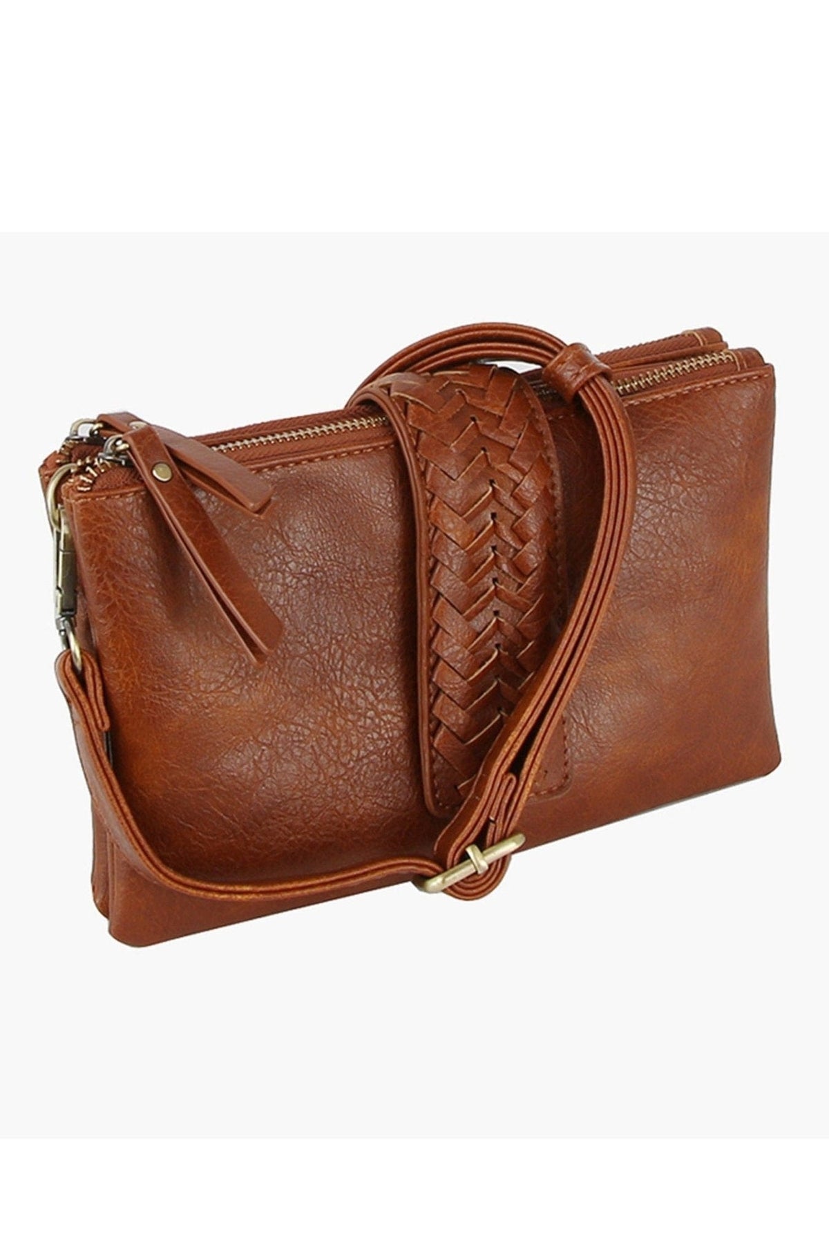 CQF010 Lisa Two Compartment Crossbody With Braid Detail - MiMi Wholesale